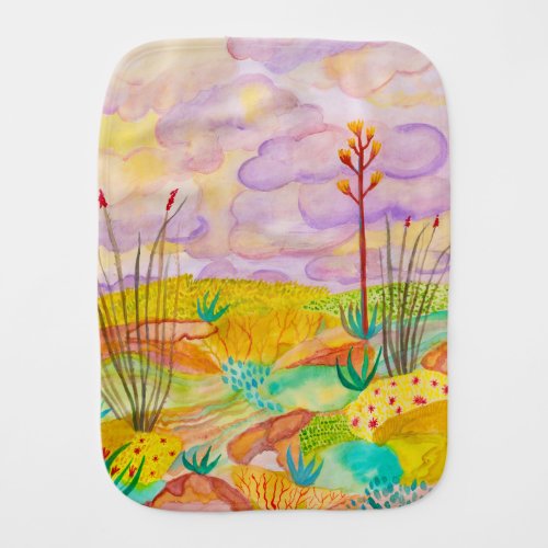 Desert Dreams Watercolor New Mexico CUSTOM Baby Burp Cloth