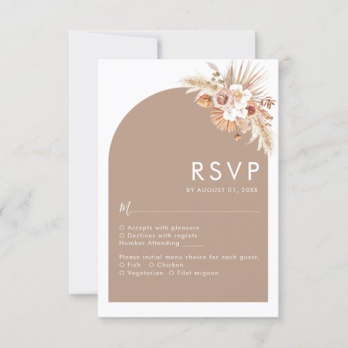 Desert Dried Flower Arch Boho Pampas Grass RSVP Card