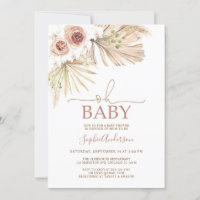 Desert Dried Palms Pampas Grass Boho Baby Shower  Invitation