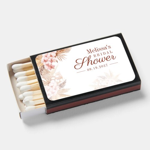 Desert Dried Palms Pampas Grass Boho Bridal Shower Matchboxes