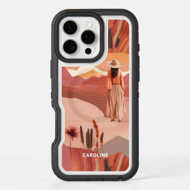 Desert Dunes Modern Boho Collage Personalized Otterbox iPhone Case (Back)