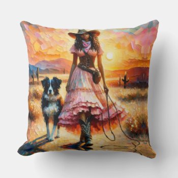 Desert Dusk Cowgirl Pillow by Godsblossom at Zazzle