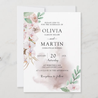 Desert Dust Pink and Sage Wedding Invitation