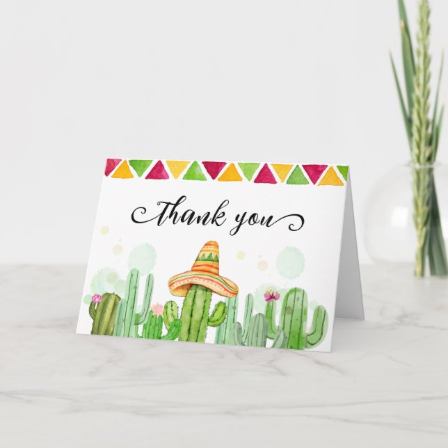 Desert Fiesta Cactus Taco 'Bout A Baby Shower Thank You Card (Front)