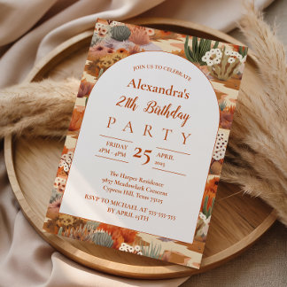 Desert Floral Arch Birthday Invitation