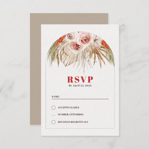 Desert floral arch boho earth tones RSVP card