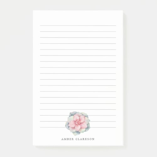 Desert Flower Bloom  Succulent Themed Lined Post_it Notes