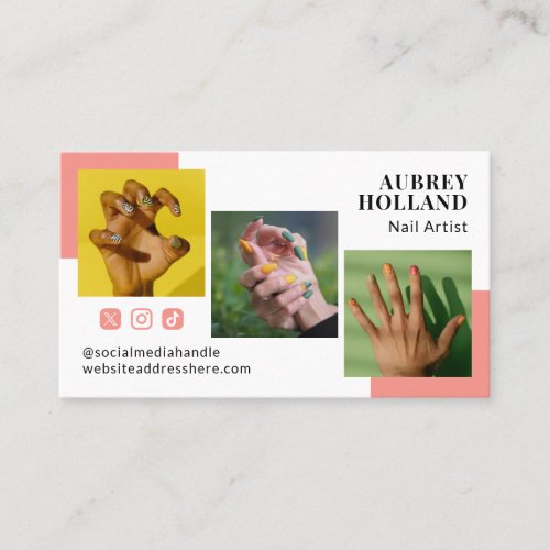 Desert Flower Pink Photos Social Media Nail Artist Business Card