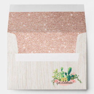 Desert Flower & Rose Gold Glitter Liner Envelope