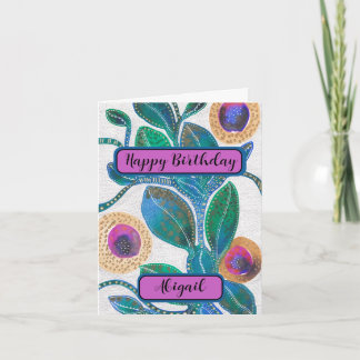 Desert flower, watercolour artwork, happy birthday card