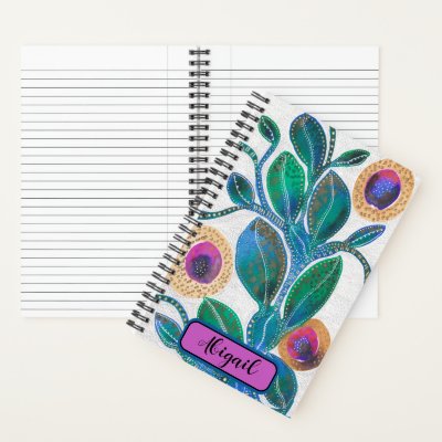 Desert flower, with your name, watercolour artwork notebook