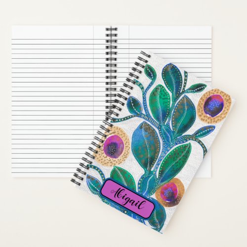 Desert flower with your name watercolour artwork notebook