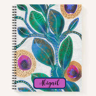 Desert flower, with your name, watercolour artwork notebook