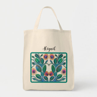 Desert flowers, mirror design, personalized tote bag