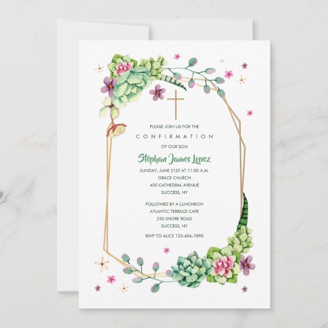 Desert Flowers Religious Invitation (Front)