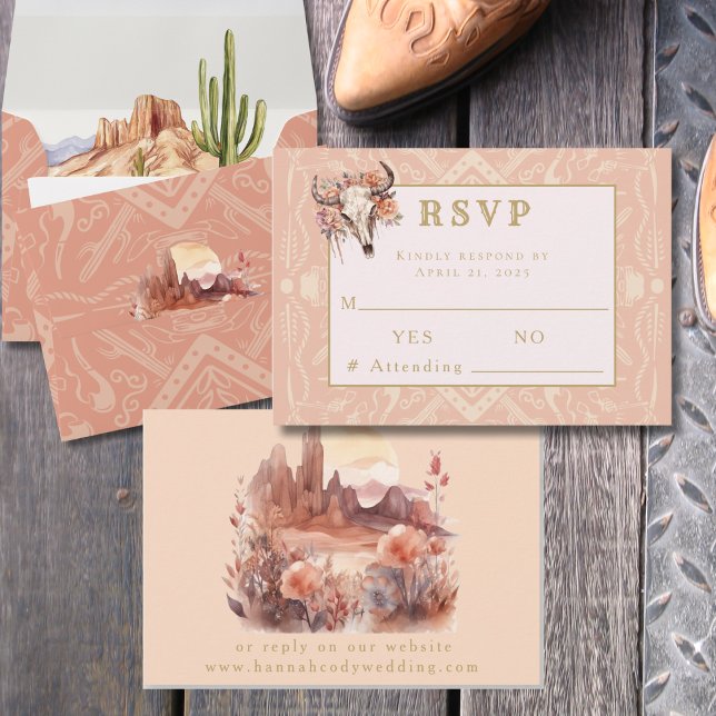 Desert Flowers Western Wedding Response RSVP Card (Creator Uploaded)