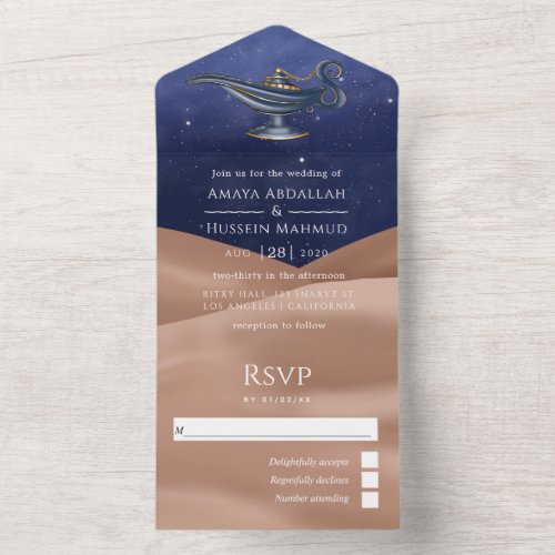 Desert Foil Arabian Birthday All In One Invitation