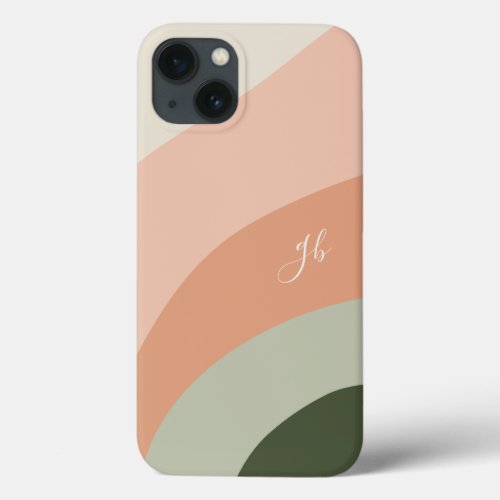 Desert  Forest Boho Color Flow Monogram iPhone 13 Case