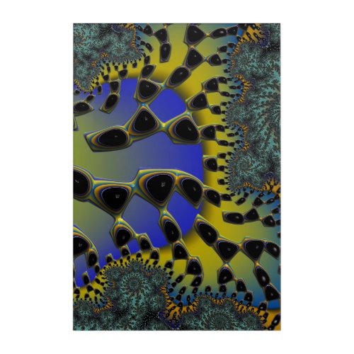 Desert Fractal Abstract Landscape with Cactus Acrylic Print