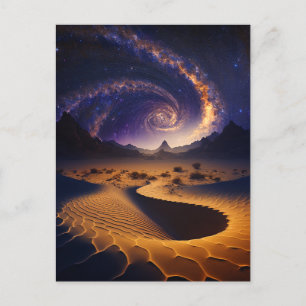 Desert Galaxy Surreal Landscape Art Postcard
