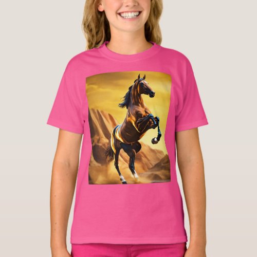 Desert Gallop Majestic Arabian Horse in Motion T_Shirt