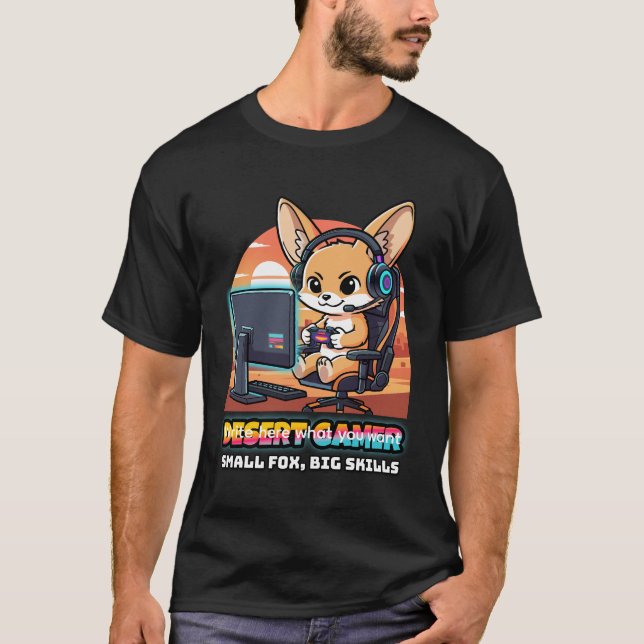 Desert Gamer Fennec Fox - Gaming Streamer T-Shirt (Front)