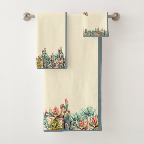 Desert Garden Succulents Cactus Agave Bath Towel S