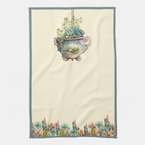 Desert Garden Succulents Cactus Agave Kitchen Towel