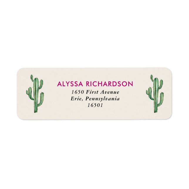 Desert Glam Cactus Wedding Label (Front)