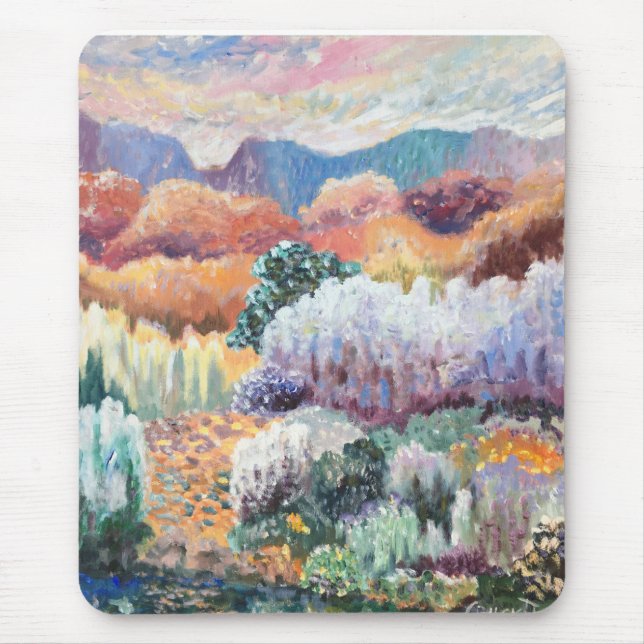 Desert Glory- Cool & Colorful Landscape Painting   Mouse Pad (Front)