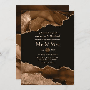 Desert Gold Agate Watercolor Wedding Invitation