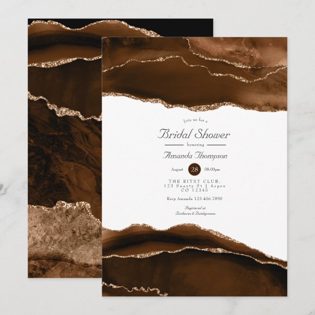 Desert Gold Watercolor Agate Bridal Shower Invitation (Front/Back)