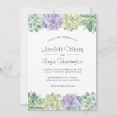 Desert Green and Purple Succulents Wedding Invitation (Front)
