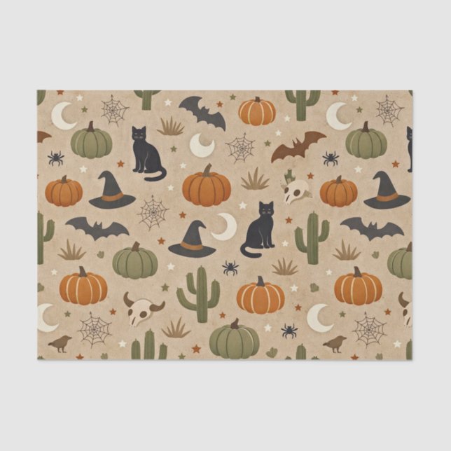 Desert Green Cactus Halloween  Tissue Paper (Front)