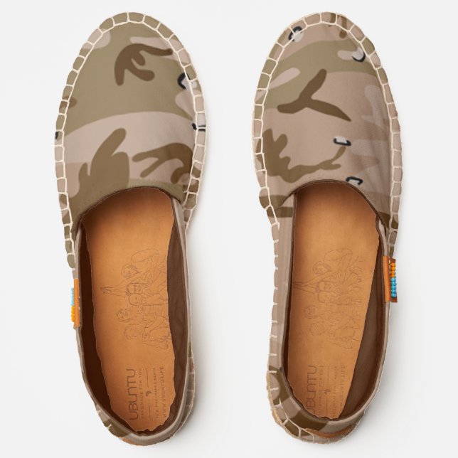 Desert Gulf Brown Camouflage Abstract Pattern Espadrilles (Front)