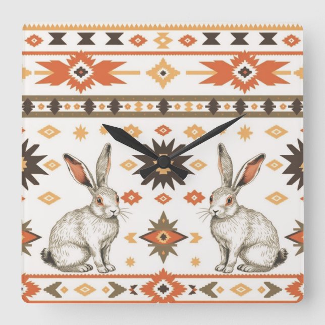 Desert Hares Square Wall Clock (Front)