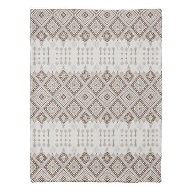 Desert Harmony Brown Moroccan Geometric Tribal Duvet Cover (Back)