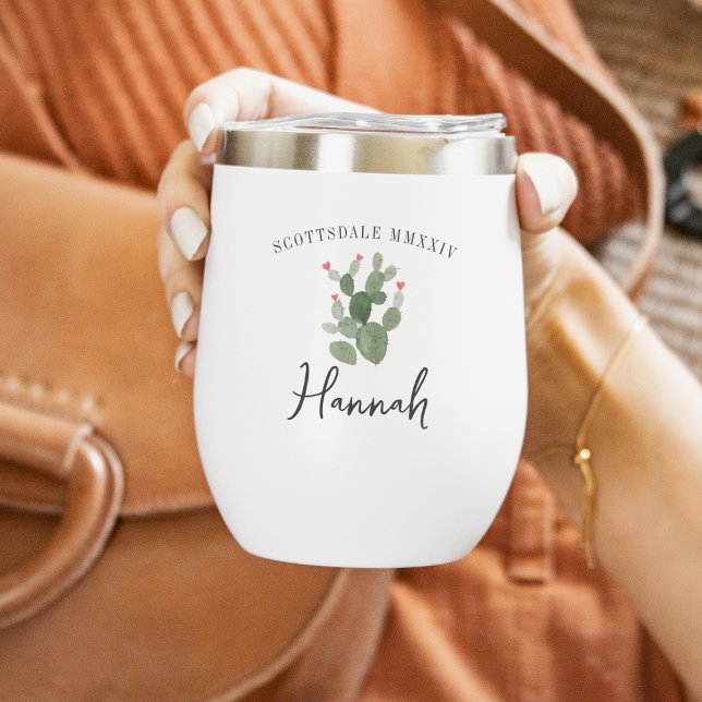 Desert Heart Cactus Bachelorette Party Thermal Wine Tumbler (Creator Uploaded)