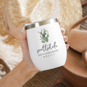 Desert Heart Cactus Bachelorette Party Thermal Wine Tumbler