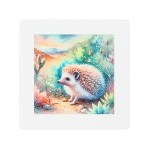 Desert Hedgehog in Watercolor 060924AREF130 - Wate Metal Print