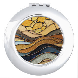 Desert Hills Sand Gold Mosaic Fine Art Compact Mirror