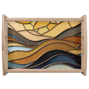 Desert Hills Sand Gold Mosaic Fine Art Serving Tray