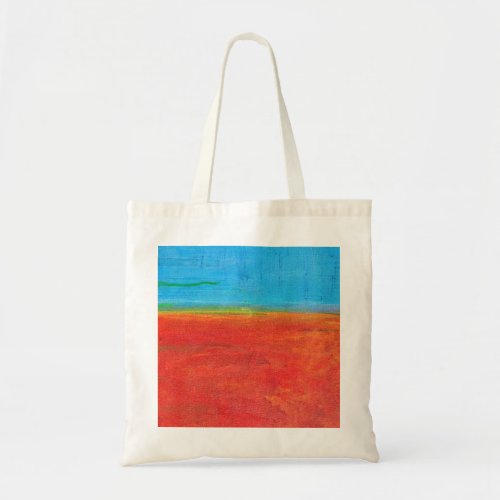 Desert Horizon blue sky orange sand abstract Tote Bag