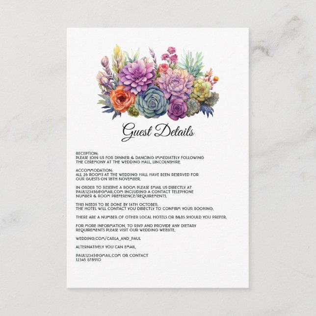 Desert Hues Floral Wedding Guest Details Enclosure Card (Front)