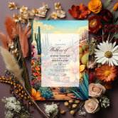 Teal, Coral, and Champagne Floral Wedding Invitation