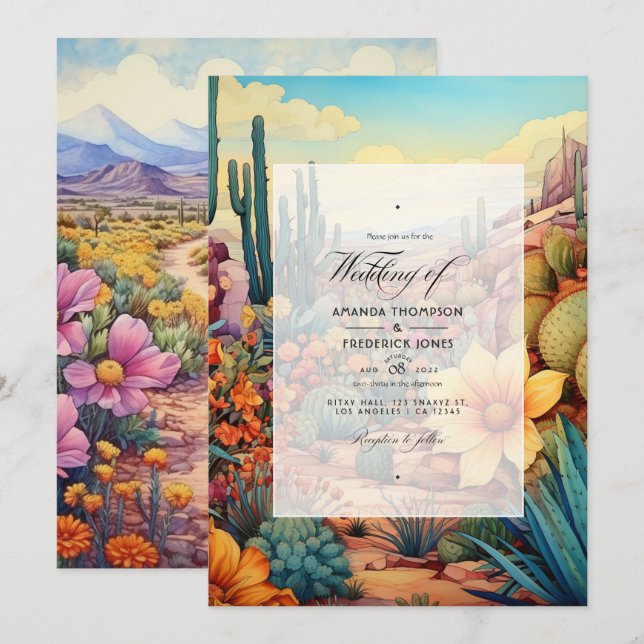 Desert Hues Floral Wedding Invitation (Front/Back)
