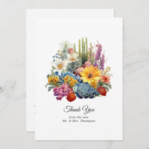 Desert Hues Floral Wedding Thank You Card