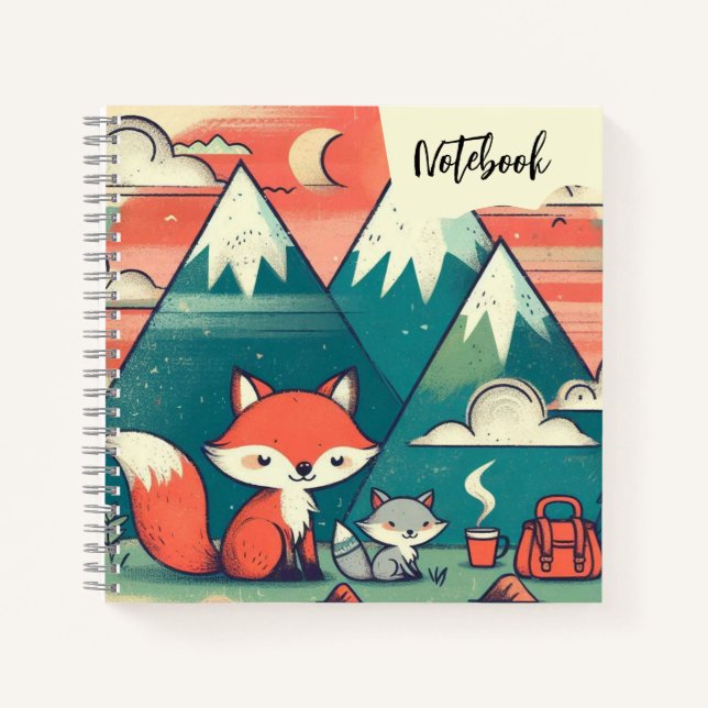  Desert Hugs – Foxy Smiles at Sunset camping Notebook (Front)