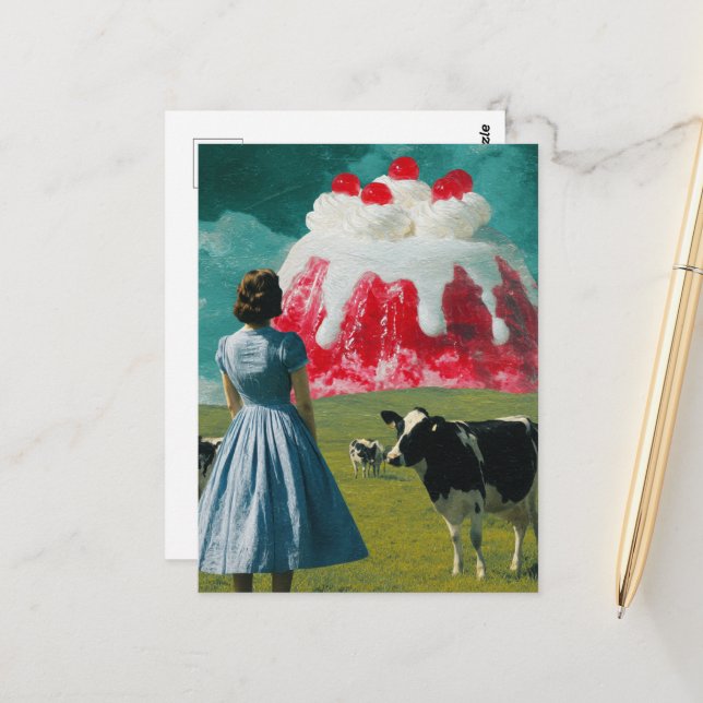 Desert in the Dairy Pasture Surreal Postcard (Front/Back In Situ)