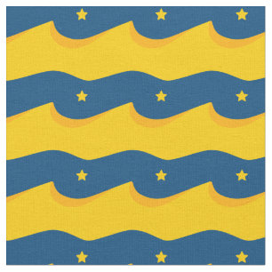 Desert in the night - a blue and yellow pattern fabric